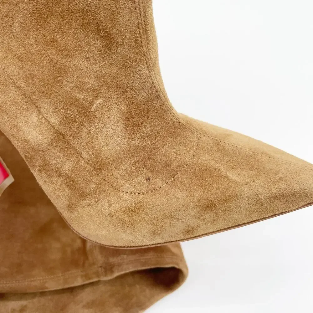 Christian Louboutin Condora Botta Alta Camel Tan Suede Thigh High Boots EU 37